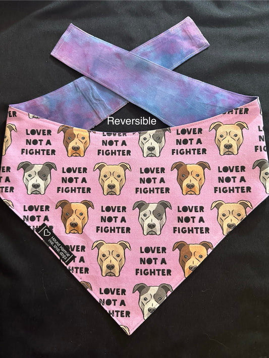 Lover Not A Fighter Reversible Dog Bandana