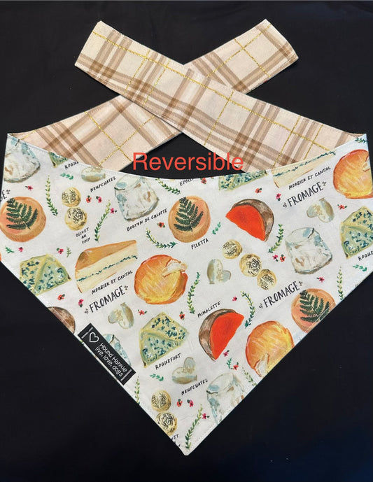 Fromage Fanatic Reversible Dog Bandana