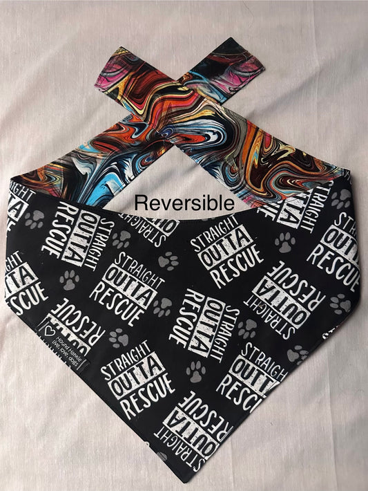 Straight Outta Rescue Reversible Dog Bandana