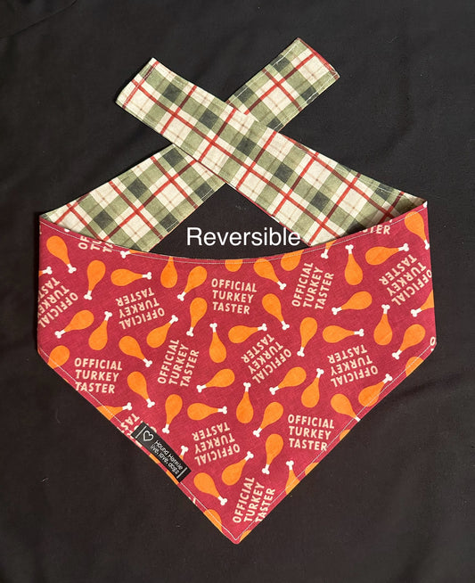 Official Turkey Taster Reversible Dog Bandana
