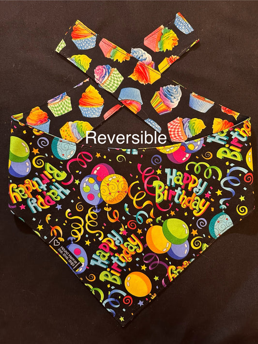 Happy Birthday Reversible Dog Bandana