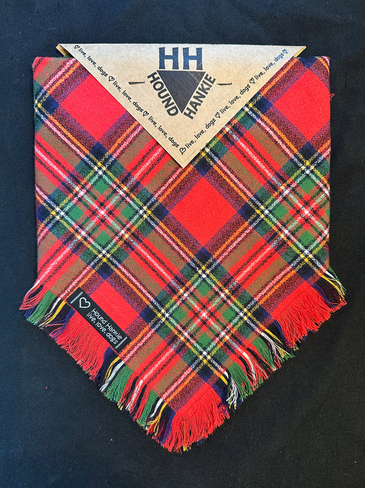 Christmas Plaid Fringed Dog Bandana