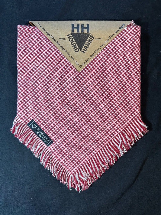 Candy Cane Houndstooth Fringed Dog Bandana