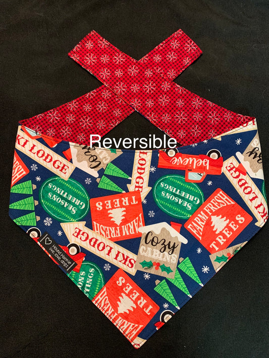 Season's Greetings Reversible Dog Bandana