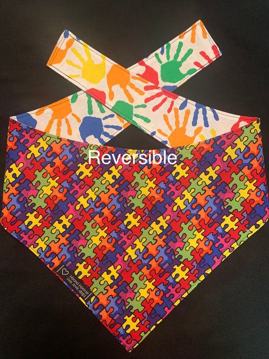 Autism Awareness Reversible Dog Bandana