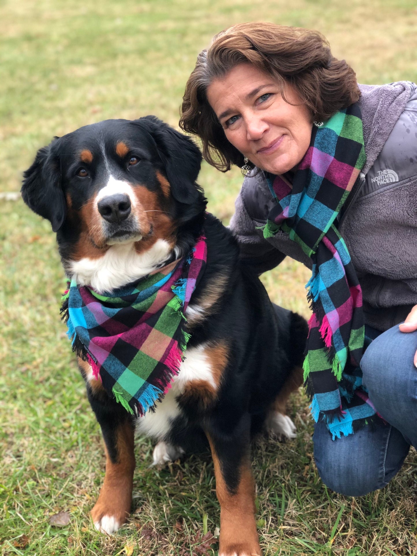 Rainbow Plaid Dog Bandana