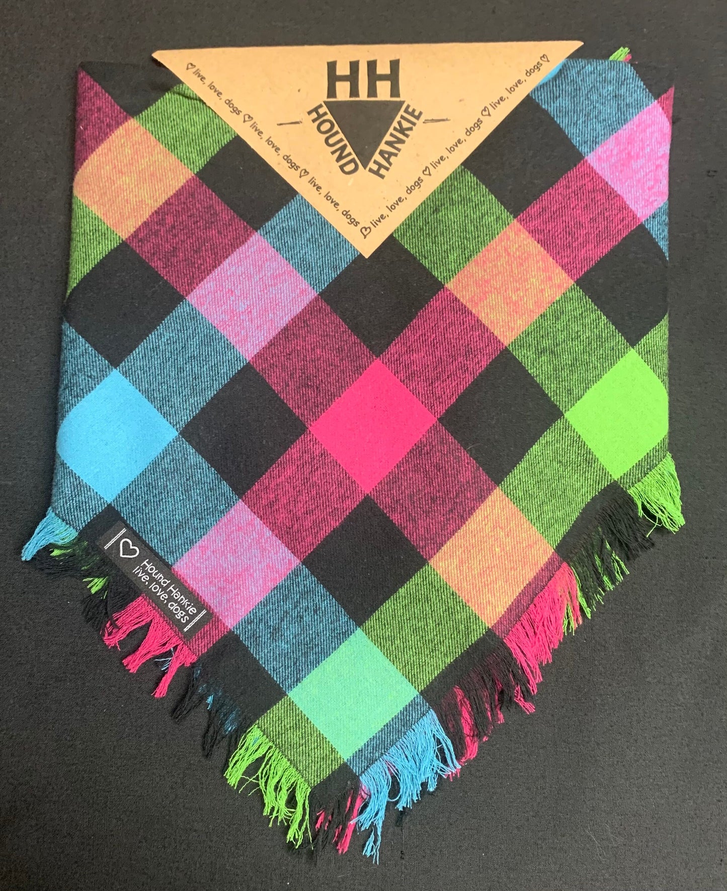 Rainbow Plaid Dog Bandana