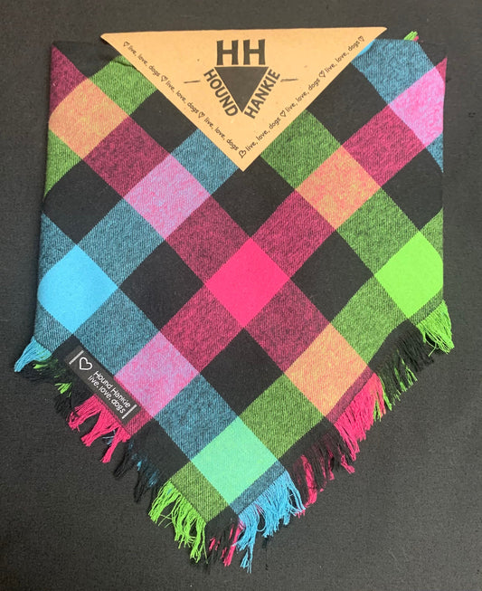 Rainbow Plaid Dog Bandana