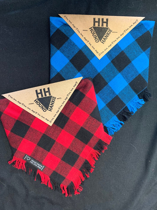 Buffalo Plaid Fringed Dog Bandana