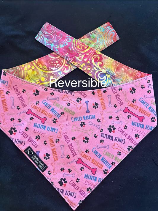 Cancer Warrior Reversible Dog Bandana