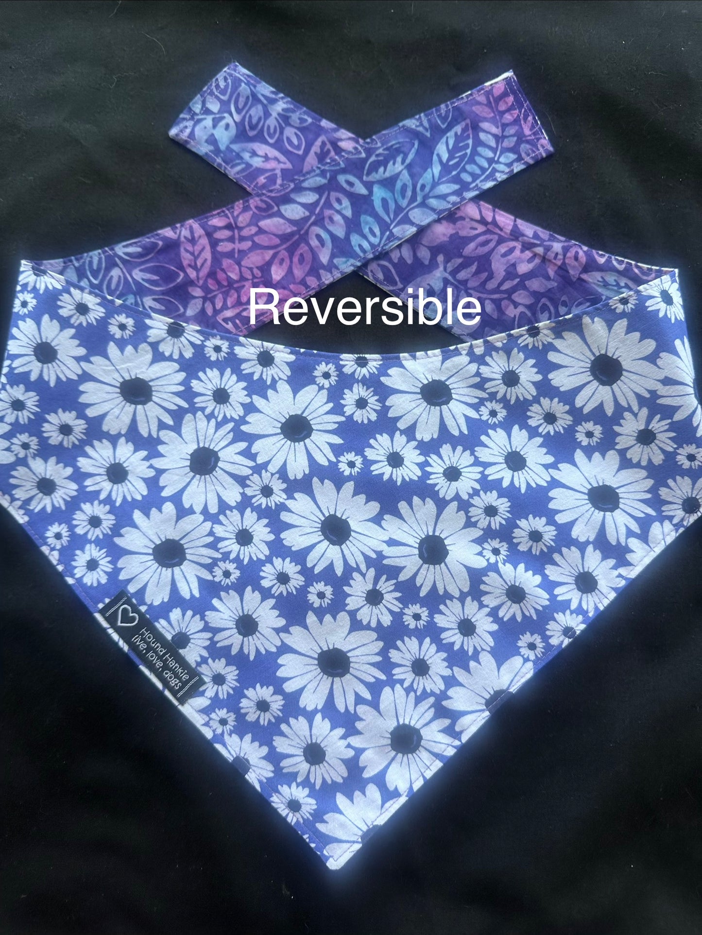 Purple Flower Power Reversible Dog Bandana