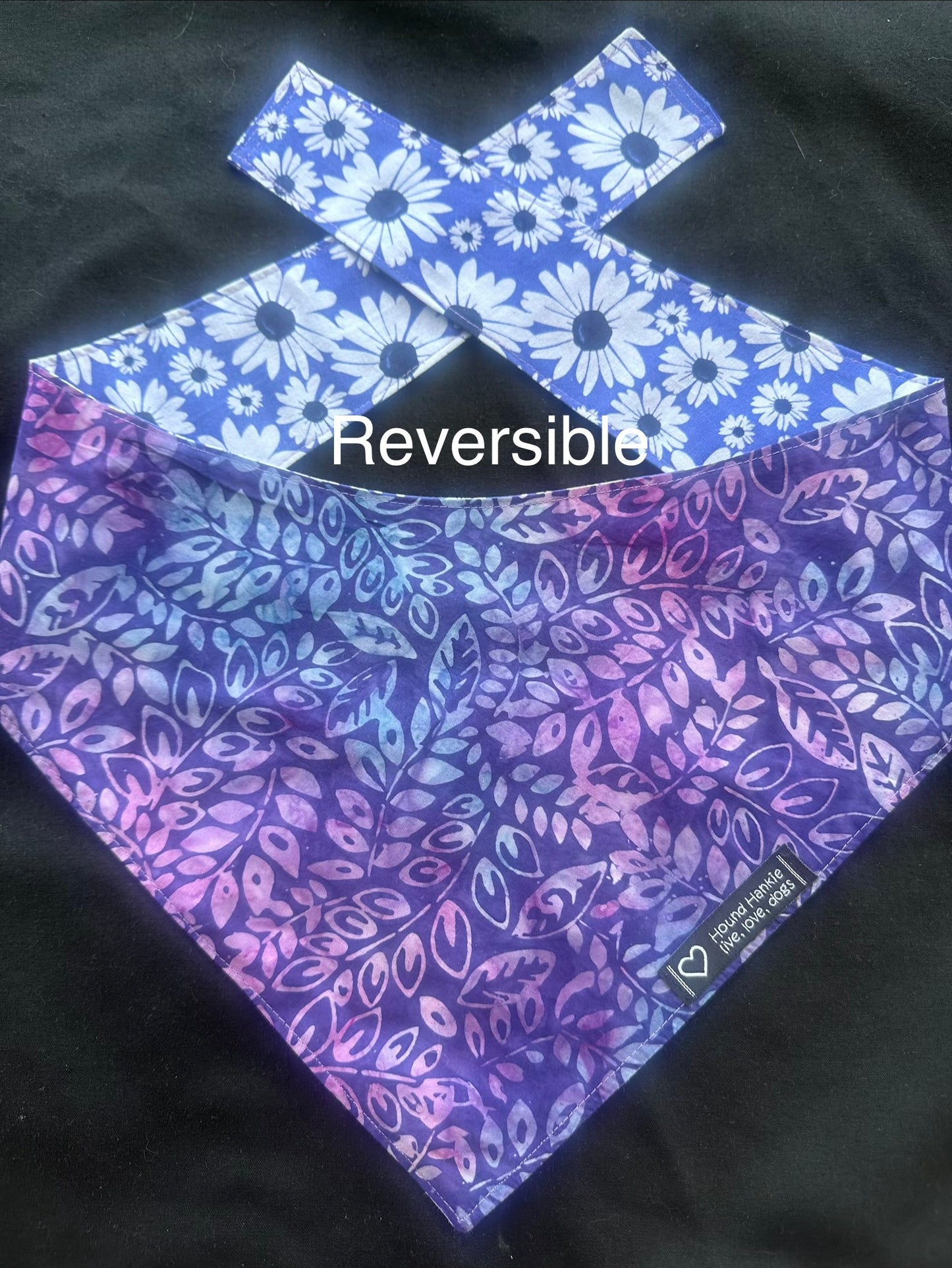 Purple Flower Power Reversible Dog Bandana