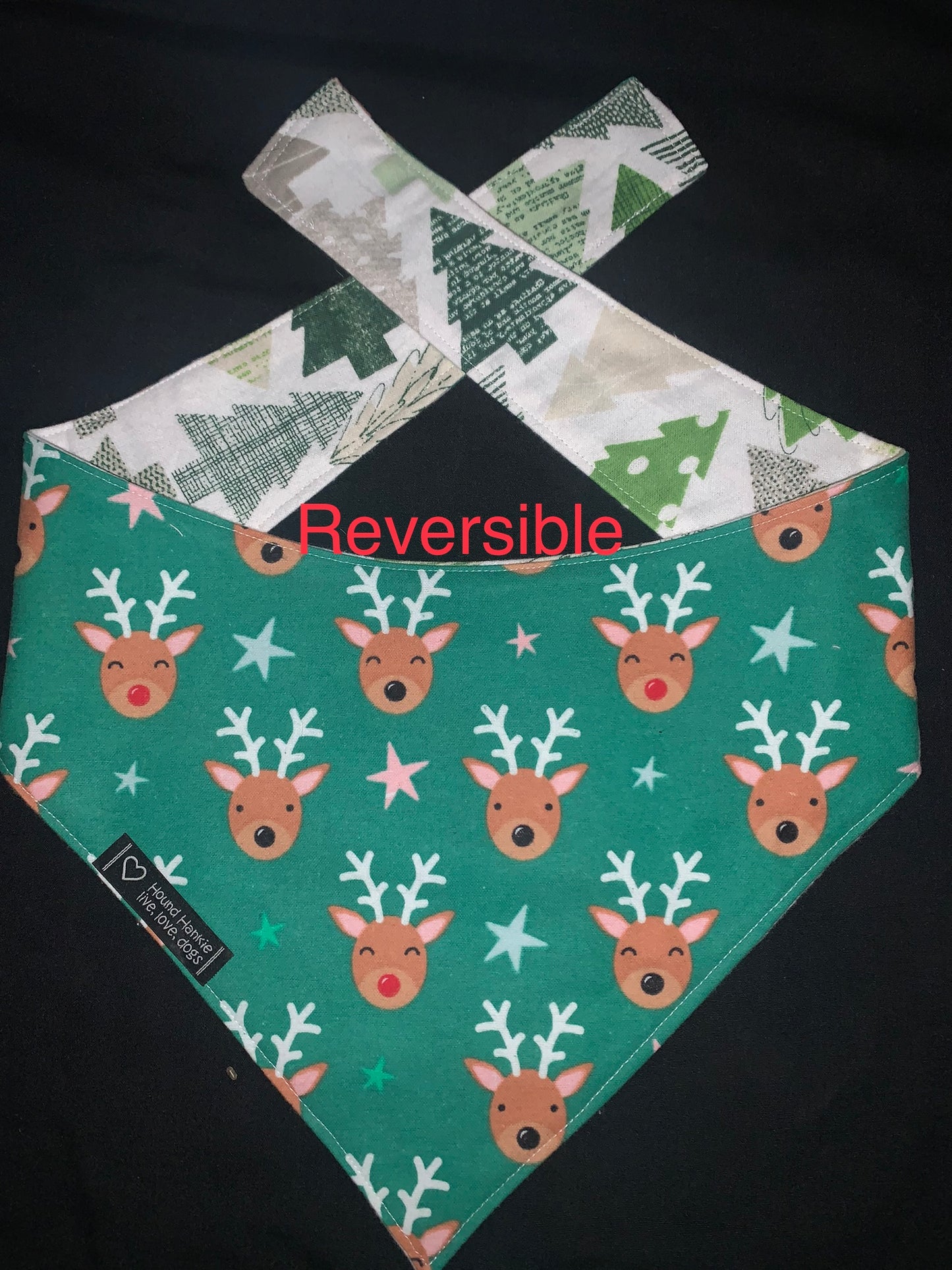 Reindeer Reversible Dog Bandana