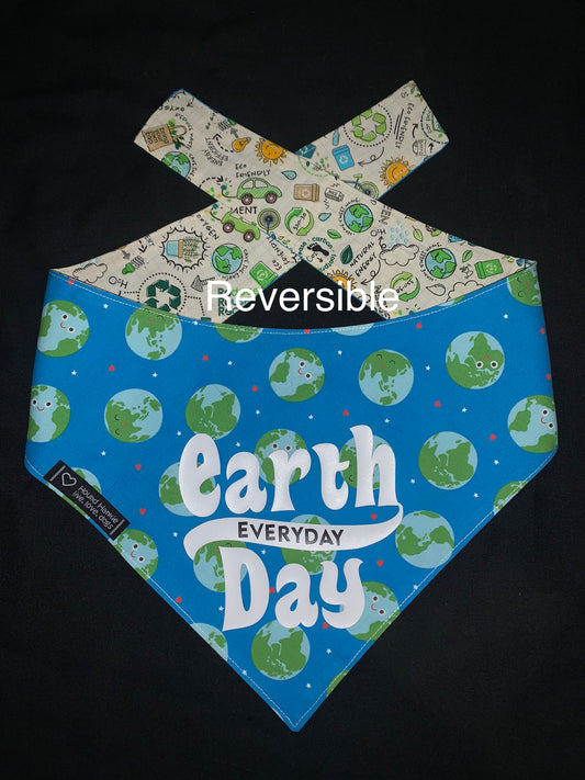 Earth Day Reuse Recycle Reversible Dog Bandana
