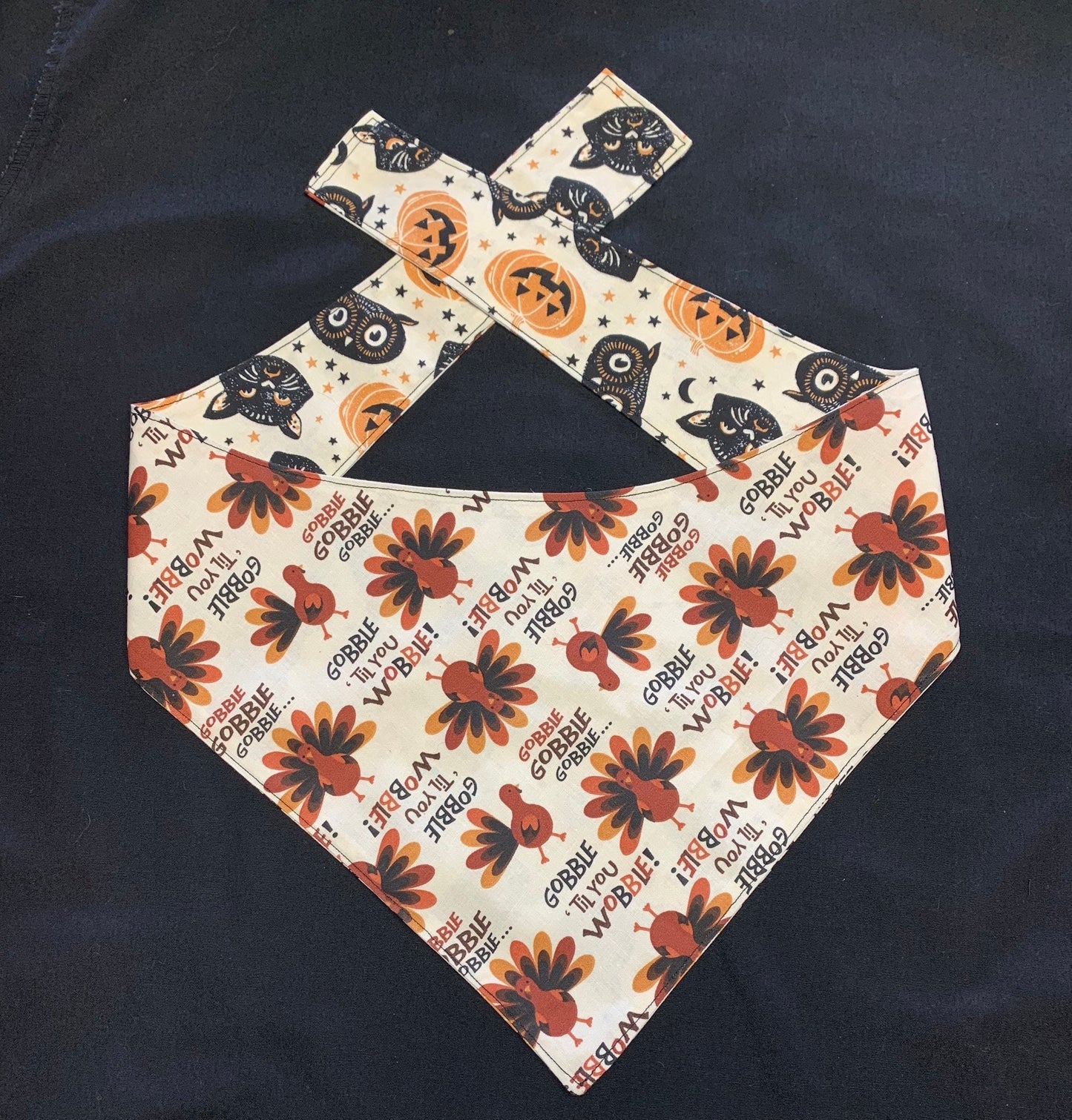 Triple T (Trick, Treat & Turkey) Reversible Dog Bandana