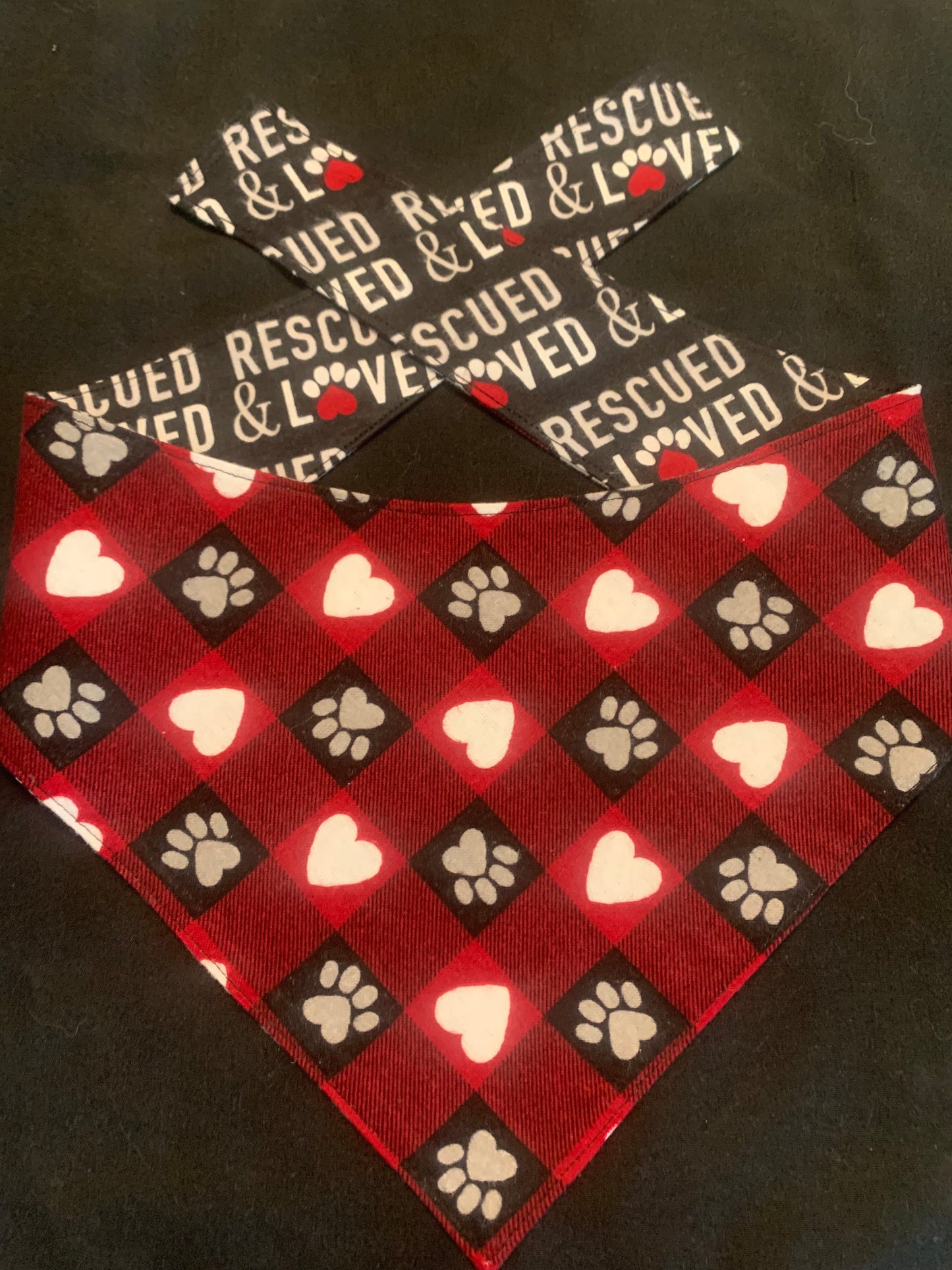 Loved and Rescued Reversible Dog Bandana