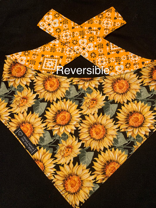 Rise and Shine Sunflower Reversible Dog Bandana
